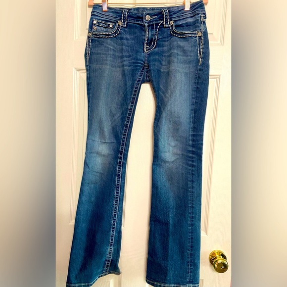 MISS ME Denim Low Rise Boot Cut Blue Jeans 28 - Picture 1 of 5